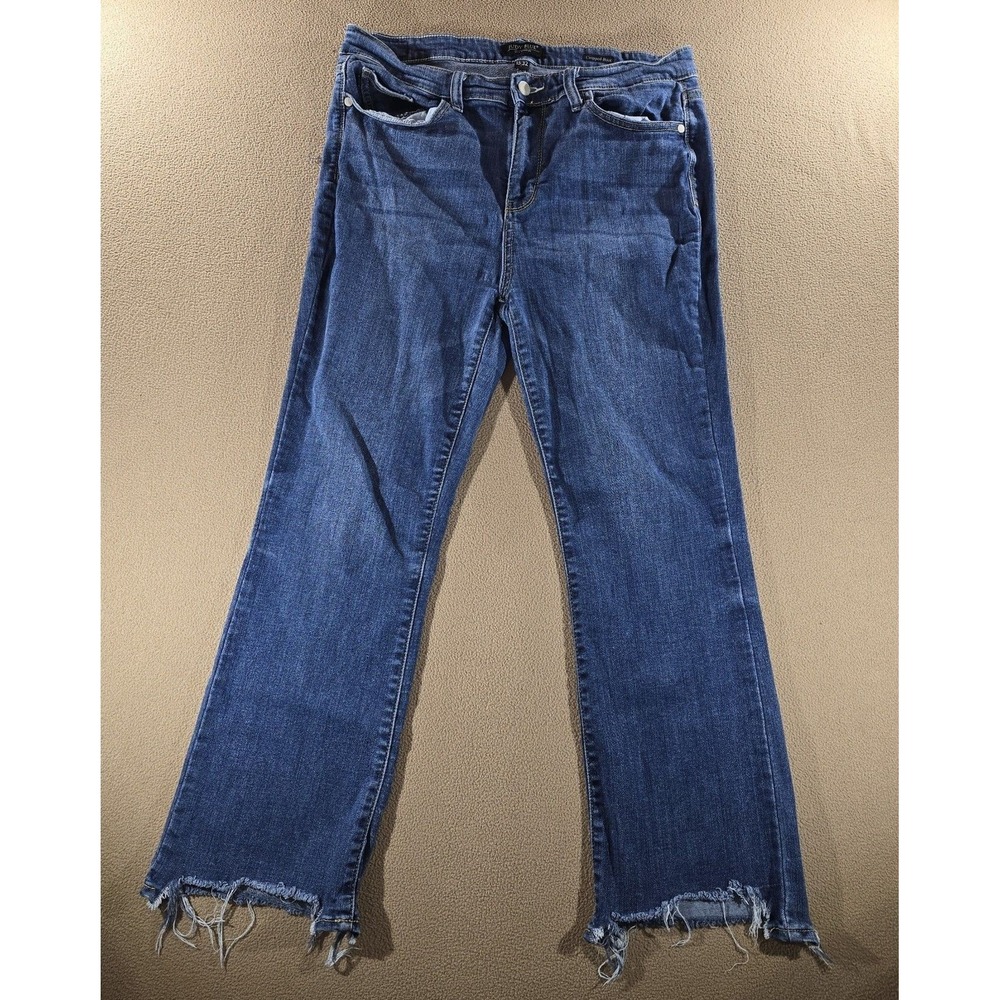 Judy Blue Jeans Womens 15/32 Cropped Boot Cut Raw Frayed Step Hem